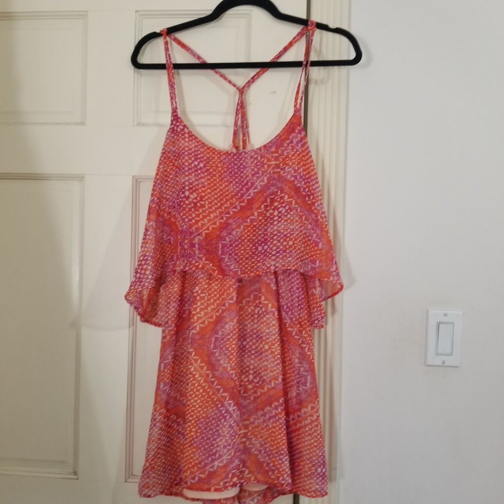 Ecote Pink and Purple and white Mini Dress spaghetti straps women size M (339) - Picture 7 of 15